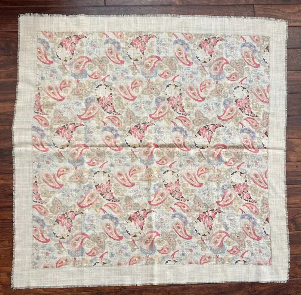 Vintage Club 7 Echo Paisley Floral Print Square Scarf, approx. 36”